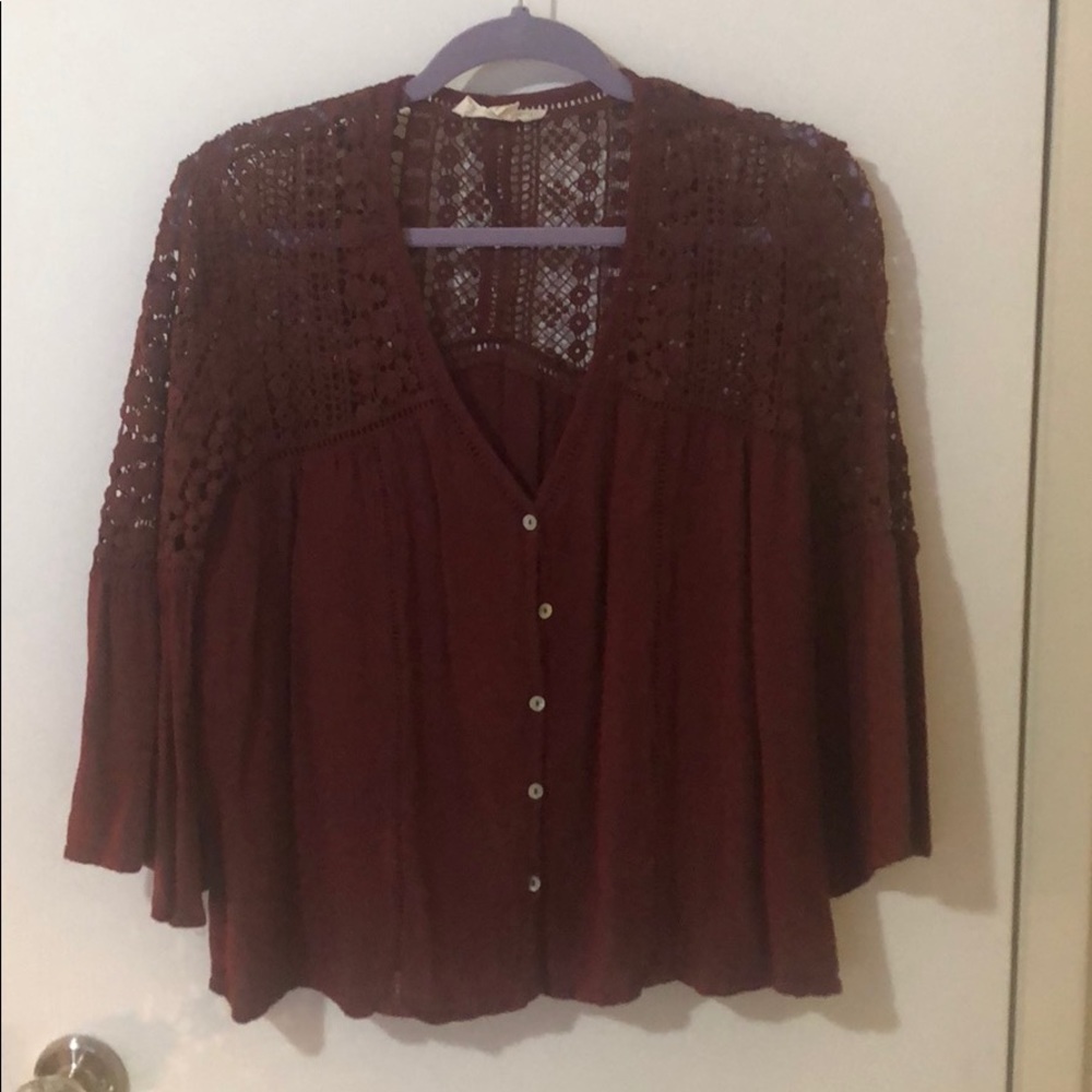 Maroon button down shirt